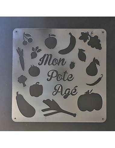Plaque de décoration murale en métal brut "Mon Pote Agé"